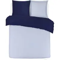 Vision Home VISION Bicolor - Tweezijdig omkeerbaar Dekbedovertrekset - 100% katoen: zacht en soepel - Lits-jumeaux - Dekbedovertrek 240 x 220 cm met 2 bijhorende slopen - Blauw/grijs - Oekotex gecertificeerd