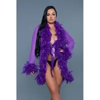 Be Wicked - Lux - Robe met Veren - Paars - One Size