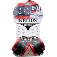 Kiotos Leren handboeien 5 cm breed gevoerd - zwart/rood
