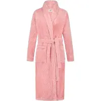 Ten Cate Dames Badjas Fleece - roze badjas stippen - maat XL