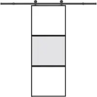 vidaXL Schuifdeur met beslag 76x205 cm gehard glas en aluminium