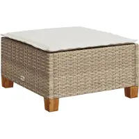 vidaXL Tuinkruk met kussen 63,5x56x32 cm poly rattan beige