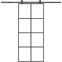 vidaXL Schuifdeur met beslag 90x205 cm ESG-glas en aluminium