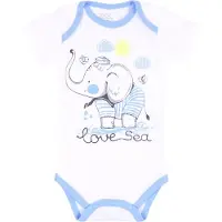 Sarcia.eu Wit en blauw rompertje, baby olifant