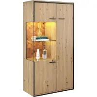 Merax Moderne Vitrine met LED-verlichting - 150x78x40 cm - Glazen Deur, Verstelbare Planken en Glasbodem - Show- en Presentatiekast met 15 Kleuropties