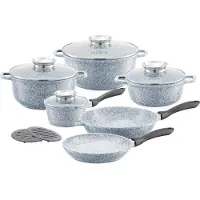 Zilner Ele Aluminium Pannenset 12 Delen met Marmcoating