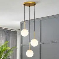 LumenXL 3-lichts hanglamp Addy goud met melkwit glas
