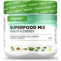 Vit4ever Green Juice Superfoods Mix – 420 gr poeder (shake) – met gerstengras, guarana, maca, chlorella, Spirulina, Moringa – 100% natuurlijke power smoothie – met citroenaroma – veganistisch |