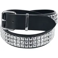 Black premium by emp Riem - Black Three-Row Studded Belt - zwart - Maat 115 cm