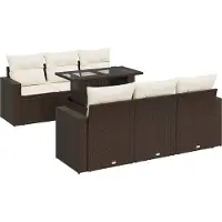 vidaXL 7-delige Loungeset met kussens poly rattan bruin