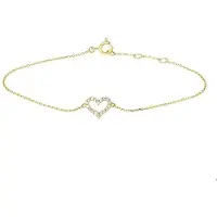 The Jewelry Collection Geelgouden Armband hart zirkonia 16 4018156