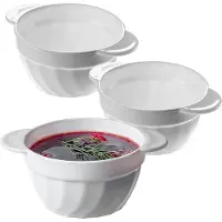 Kadax Soepkopjes, 650 ml soepkommen van versterkt glas, 18,5 x 14 x 8 cm soepkommen met dubbele handgrepen, soepleterrine voor soepen, crèmes, bouillons (650 ml/3 stuks)