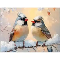 PosterMonkey Poster 40x30 cm - Vogels - Tak - Winter - Sneeuw - Posters - Kamer decoratie - Wanddecoratie woonkamer - Muurdecoratie slaapkamer