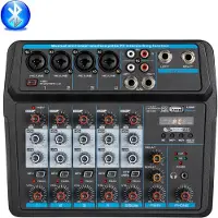 Depusheng U6 Audio Mixer - 6-Kanaals - USB - Bluetooth - 48V Fantoomvoeding - Voor Opname en Bands