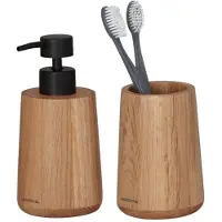 Sealskin Earth Badkamerset Zeepdispenser 150ml + Tandenborstelbeker Eiken