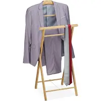 Relaxdays Dressboy bamboe - kledingstandaard - kledingrek - kledingbutler hout - staander