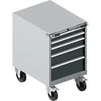 Schäfer Shop Mobiele gereedschapskast WSK 27-36, 5 laden, H 920 mm, enkele vergrendeling, staal, 75 kg max. belasting, wit aluminium/antracietgrijs