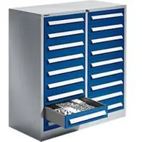 Schäfer Shop ladekast SF 180, 18 laden, wit aluminium RAL 9006 monoblauw RAL 5010