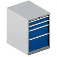 Schäfer Shop SSI SCHÄFER ladekast 27-36, 4 schuifladen, tot 75 kg, B 564 x D 725 x H 800 mm, gentiaanblauw/blank aluminium