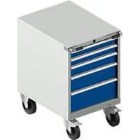 Schäfer Shop Verrijdbare gereedschapskast WSK 27-36, 5 laden, H 920 mm, enkele vergrendeling, staal, 200 kg max. belasting, lichtgrijs/gentiaanblauw