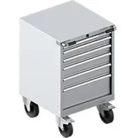 Schäfer Shop Verrijdbare gereedschapskast WSK 27-27, 6 laden, tot 75 kg, H 870 mm, individuele vergrendeling, staal, wit-aluminium/wit-aluminium