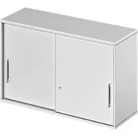 Schäfer Shop Opzetkast met schuifdeuren TETRIS WOOD, 2 ordnerhoogten, B 1200 mm, hoogte incl. glijders, lichtgrijs