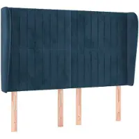 vidaXL Hoofdbord met randen 147x23x118/128 cm fluweel donkerblauw