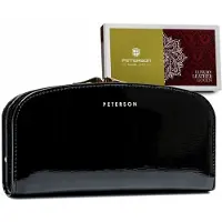 Peterson Vrouwen, Portemonnee, Leren Portemonnee RFID PTN 42123-SH, Zwart
