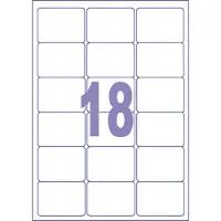 Kangaro etiket - universele etiketten - inkjet/laser/kopieer - 63,5x46,6mm - 100 vel - 18 stickers per vel