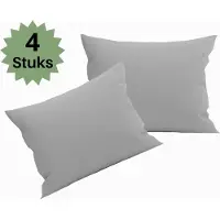Droomtextiel Hotelkwaliteit Kussenslopen - Grijs - Set van 4 Stuks 60x70cm - 100% Hoogwaardige Katoen