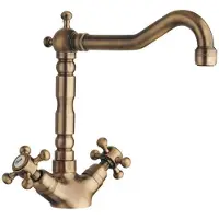 Sapho Keukenmengkraan antea 2-knop uitloop recht 24 cm brons