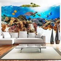 Karo-art 294cm X 210cm - Zelfklevend fotobehang - Zeedieren in de oceaan , Premium Print