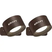 Kraft - Wandlamp Oplaadbaar - 2 stuks - Eikenhout Kleur - 6x9x15 cm