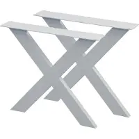 Furniture Legs Europe Set stalen X tafelpoten 75 bij 4 cm en hoogte 72 cm wit (4 x 10 cm) - 2 stuks