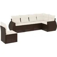 vidaXL 6-delige Loungeset met kussens poly rattan bruin