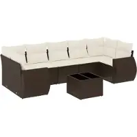 vidaXL 8-delige Loungeset met kussens poly rattan bruin