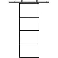 vidaXL Schuifdeur met beslag 76x205 cm ESG-glas en aluminium