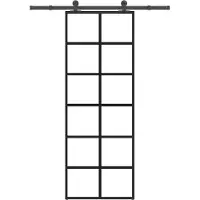 vidaXL Schuifdeur met beslag 76x205 cm ESG-glas en aluminium