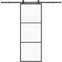 vidaXL Schuifdeur met beslag 76x205 cm ESG-glas en aluminium