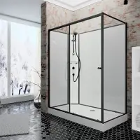 Schulte Tahiti - douchecabine compleet - rechthoekig - type links - 80x120x204 – zwart - transparant veiligheidsglas - mengkraan - doucheset