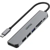 UNITEK HUB USB-C H1118A; USB-A x3, USB-C, HDMI, SD, microSD