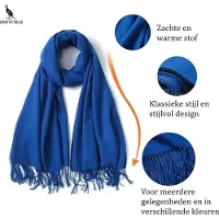 San vitale - Luxe Sjaal - Pashmina Shawl - Cashmere/Kasjmier Mix - Omslagdoek - Korenblauw - Blauw