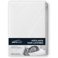 Aerorest hoeslaken tweepersoons luchtbed | Superieure dikke kwaliteit | Jersey | 100% katoen | Wit | 152 x 203-210 cm