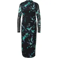 Comma Jurk jade groen / donkerlila / zwart