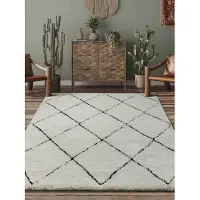 The Carpet Bahar Shaggy – Hoogpolig Vloerkleed in Scandinavische Stijl – Zwart-Wit – 160 x 230 cm