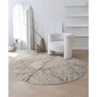 The Carpet Mila – Rond Modern Vloerkleed met Takkenmotief – Beige & Bruin – Glansstructuur – Ø 200 cm