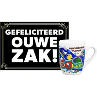 123 Kado koffiemokken Grappige verjaardagsmok/beker 60 jaar man met grappige tekst 300 ml + wenskaart Gefeliciteerd ouwe zak