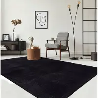 The Carpet RELAX – Extra Zacht & Wasbaar Vloerkleed tot 30°C met Antislip Onderzijde – Fluweelachtige Structuur – Voor Slaapkamer of Woonkamer – Zwart, 80 x 150 cm