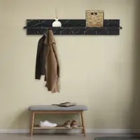 Bino - Wandkapstok - Zwart Marmer - 7x2 Haken - 106 cm