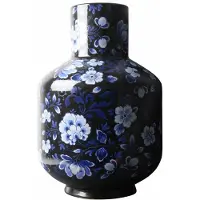 Heinen Delfts Blauw Vaas - Delfts Blauw Bloemen Zwart